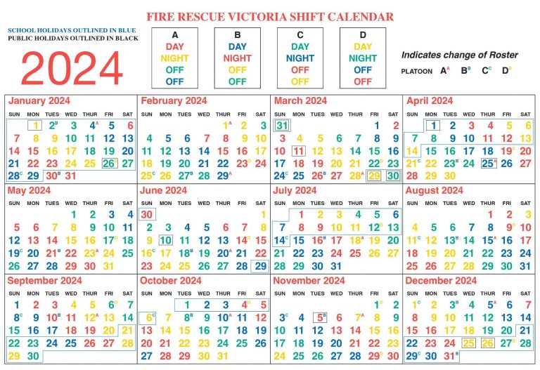 Shift Calendar United Firefighters Union of Australia Victoria Branch