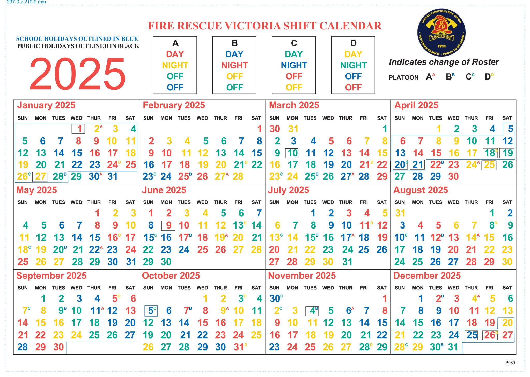 Shift Calendar United Firefighters Union of Australia Victoria Branch
